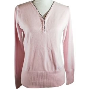 Croft & Barrow Sweater Pink Gray Trim